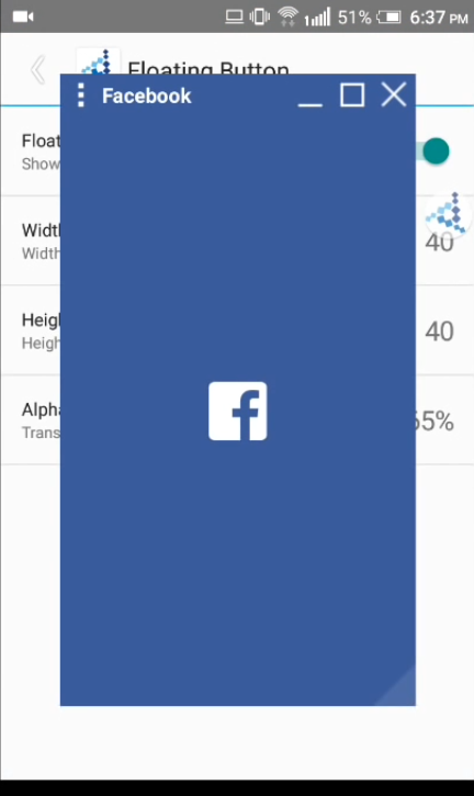 Добавить плавающую функцию Windows в Android