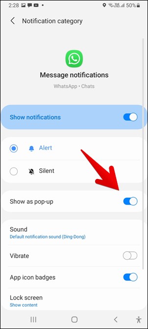 كيفية إيقاف تشغيل فقاعات الإشعارات على سامسونج جلاكسي 11 Samsung تعطيل الإشعارات المنبثقة