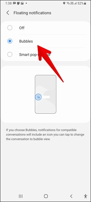 Samsung Bubbles Notifications