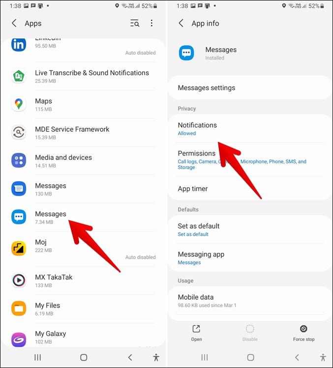كيفية إيقاف تشغيل فقاعات الإشعارات على سامسونج جلاكسي 7 إشعارات رسائل Samsung