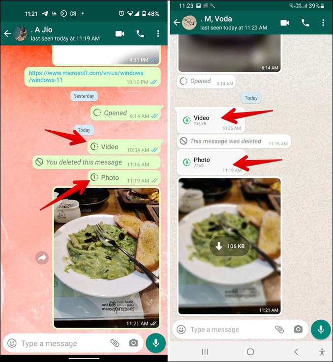 عرض WhatsApp مرة واحدة المعاينة