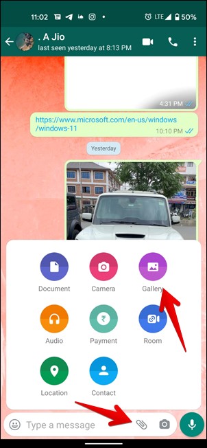 عرض WhatsApp بمجرد الإرسال من المعرض