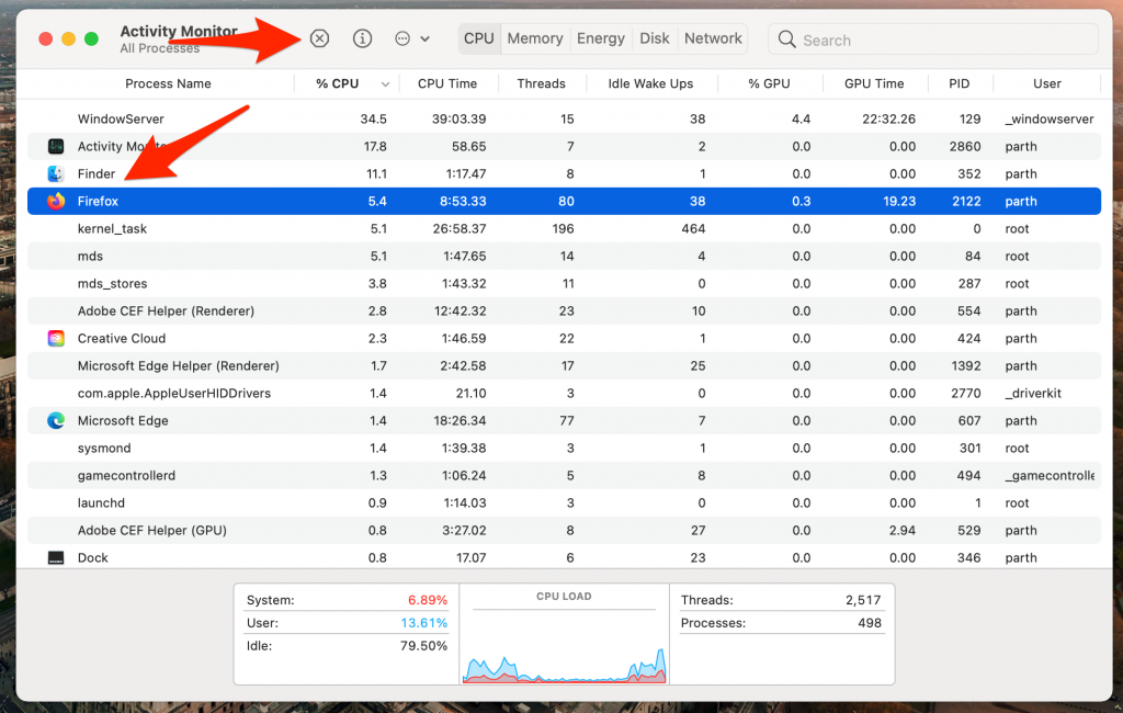 Aktiviteitsmonitor op mac