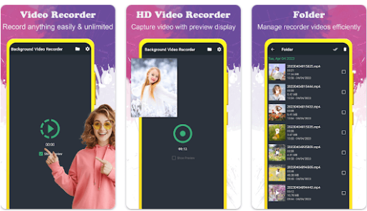 صورة عن تطبيق background video recorder