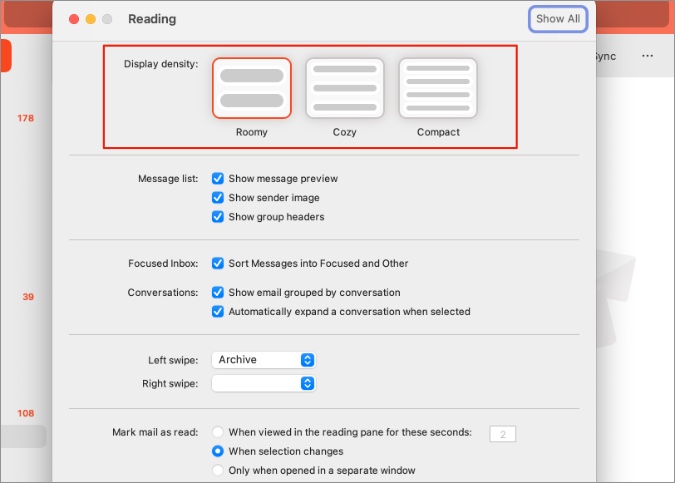 كيفية تغيير طريقة عرض Outlook على سطح المكتب والويب 5 تغيير كثافة العرض على نظام التشغيل Mac