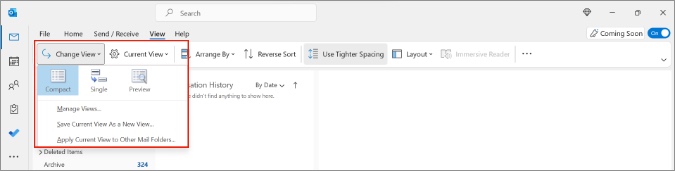 كيفية تغيير طريقة عرض Outlook على سطح المكتب والويب 6 تغيير العرض في النظرة