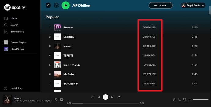 كيفية التحقق من إجمالي عدد المشاهدات للأغاني على Spotify 4