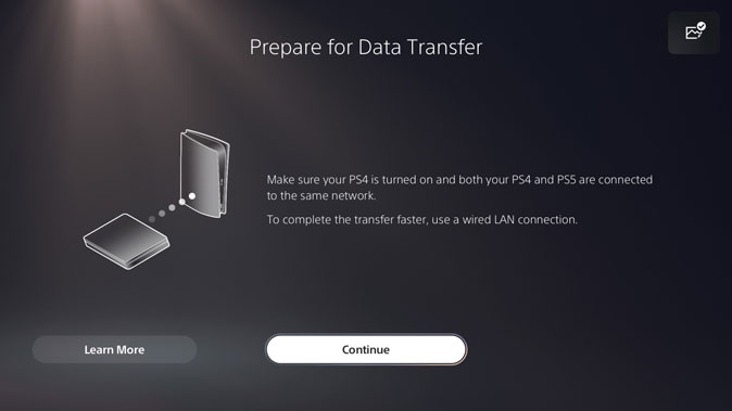 الاستعداد لنقل بيانات اللعبة من ps4 إلى ps5