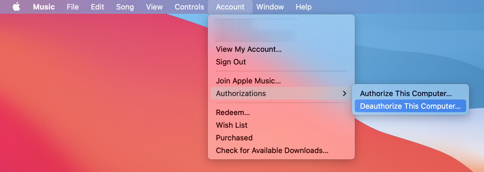كيفية تفويض وإلغاء ترخيص جهاز كمبيوتر على iTunes أو Apple Music 8 كيفية تفويض وإلغاء ترخيص جهاز كمبيوتر على iTunes أو Apple Music 7