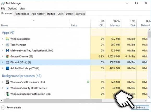 Misija ubijanja Discorda iz Task Managera