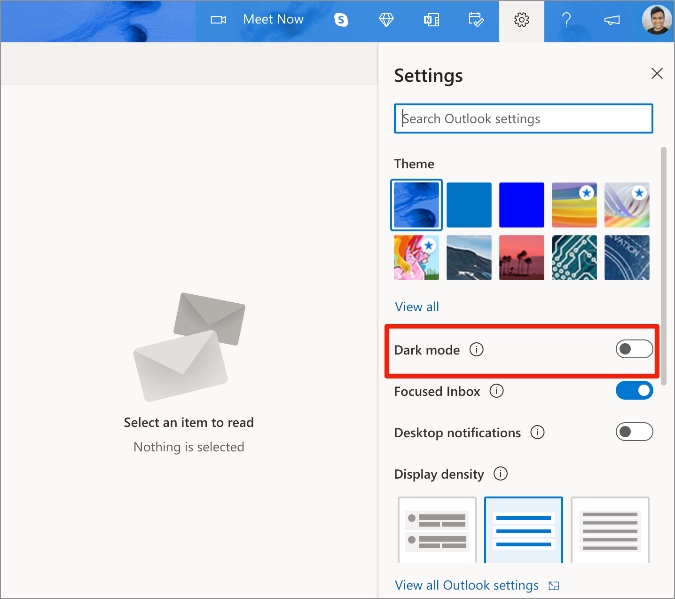 كيفية تغيير Outlook إلى الوضع الداكن على سطح المكتب والجوال 8 تمكين الوضع المظلم للتوقعات