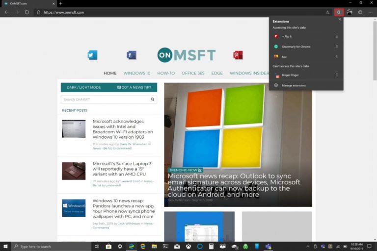 كيفية تمكين قائمة الإضافات الجديدة في Edge Insider Dev 1