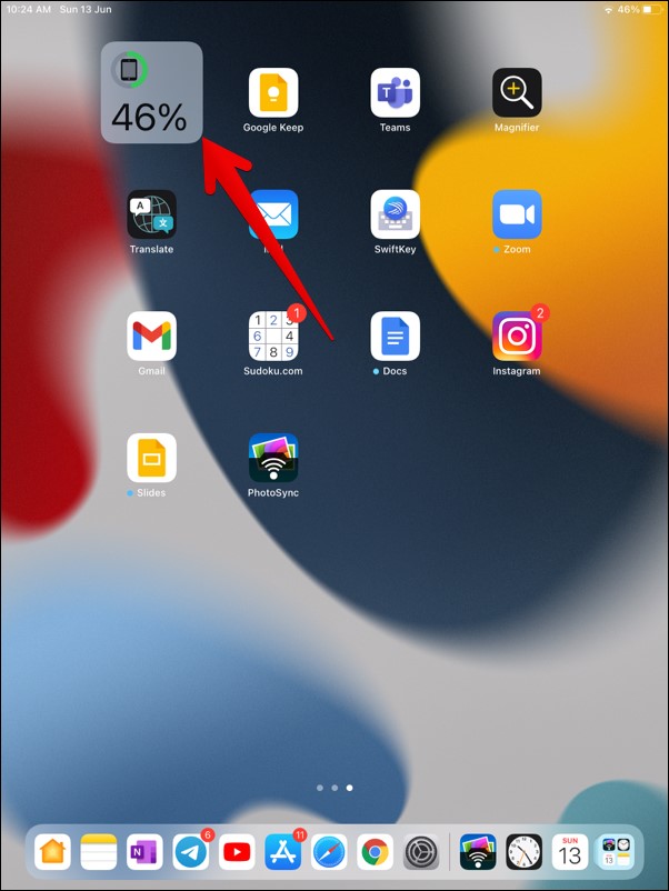 Widget sur l'écran d'accueil de l'iPad