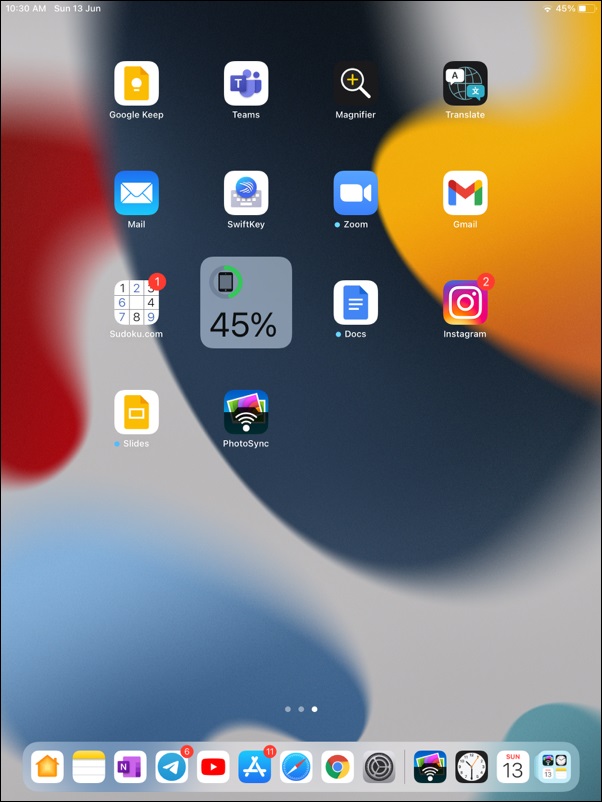 Widget'ı iPad ana ekranında taşıyın