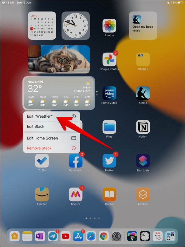 ویجت را در iPadOS 15 سفارشی کنید