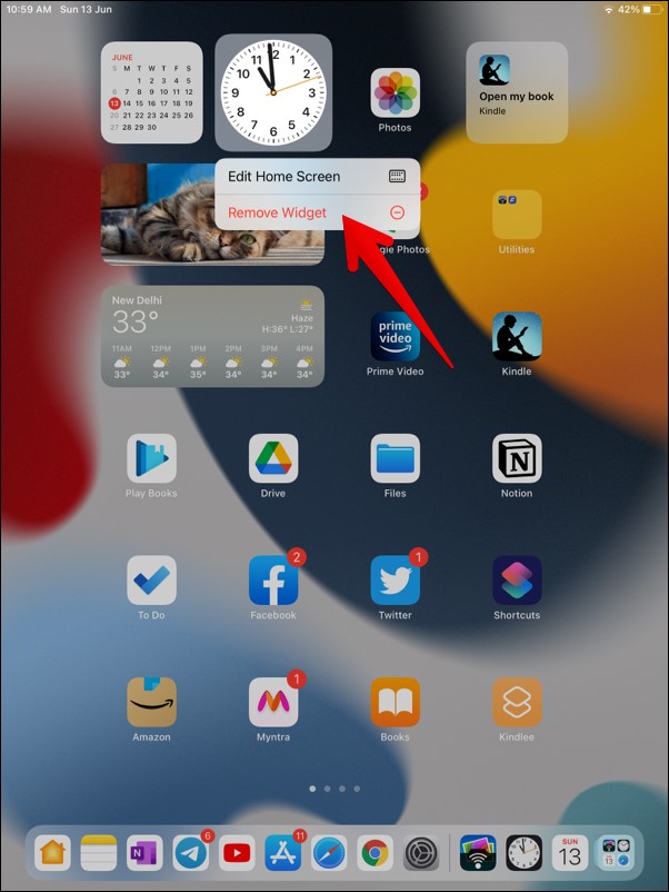 Eliminar widget iPadOS 15