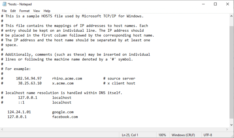 Konfigurišite host fajl na Notepad-u