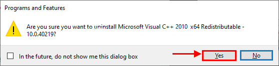 قم بإلغاء تثبيت Microsoft Visual C ++