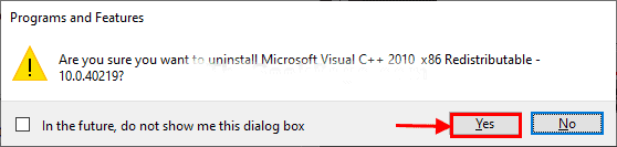 قم بإلغاء تثبيت Microsoft Visual C ++ x86