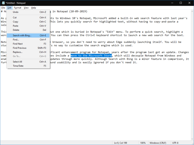 كيفية البحث في الويب باستخدام Bing في Notepad 9