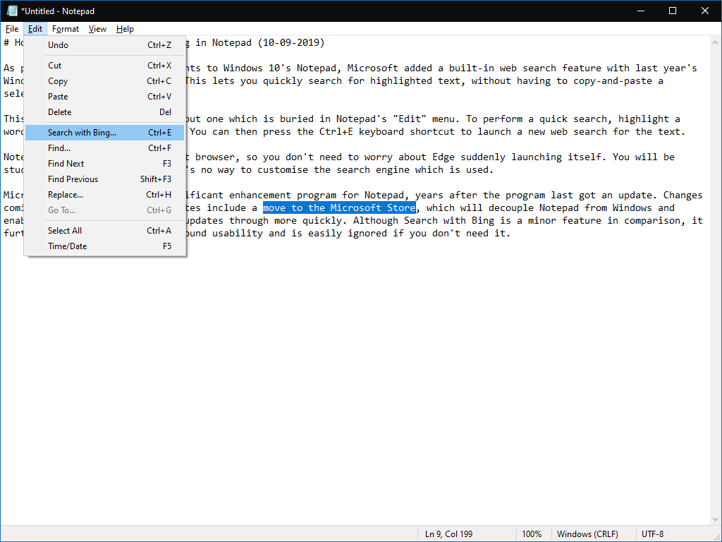 كيفية البحث في الويب باستخدام Bing في Notepad 1