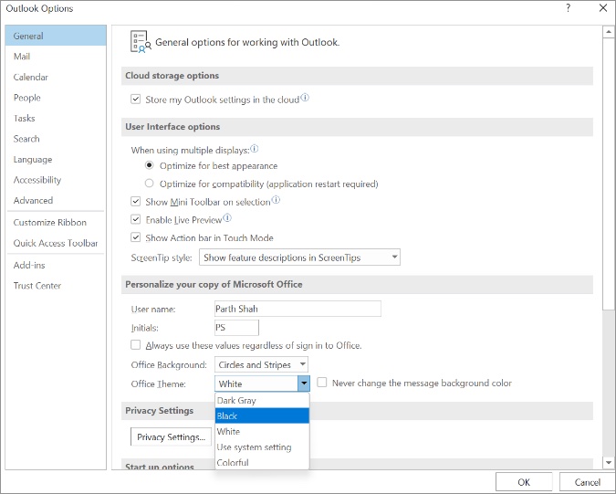 كيفية تغيير Outlook إلى الوضع الداكن على سطح المكتب والجوال 6 تغيير مظهر ويندوز التوقعات