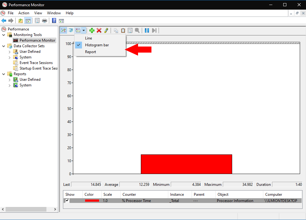 prestaasjesmonitor yn Windows 10