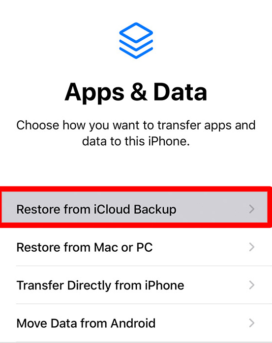 الاستعادة من نسخة iCloud الاحتياطية