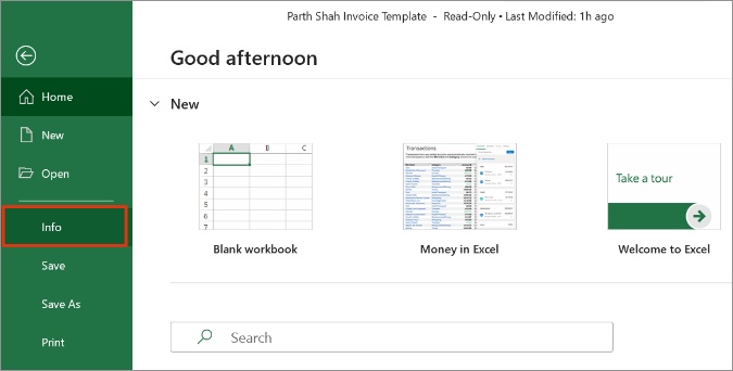 Excel-informasjonsliste i Windows