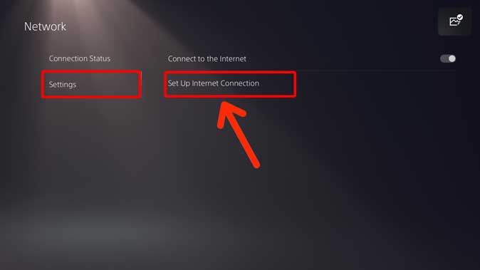 Thiết lập kết nối internet của bạn trong cài đặt mạng trên PS5