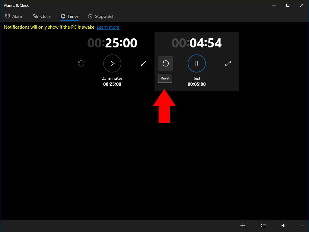 الموقتات في windows 10