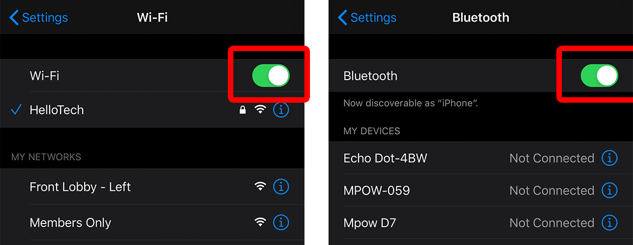 قم بتشغيل wifi و bluetooth