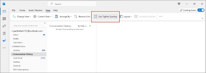 كيفية تغيير طريقة عرض Outlook على سطح المكتب والويب 8 استخدام مسافات أكثر إحكاما في النظرة