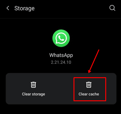 WhatsApp ግልጽ መሸጎጫ
