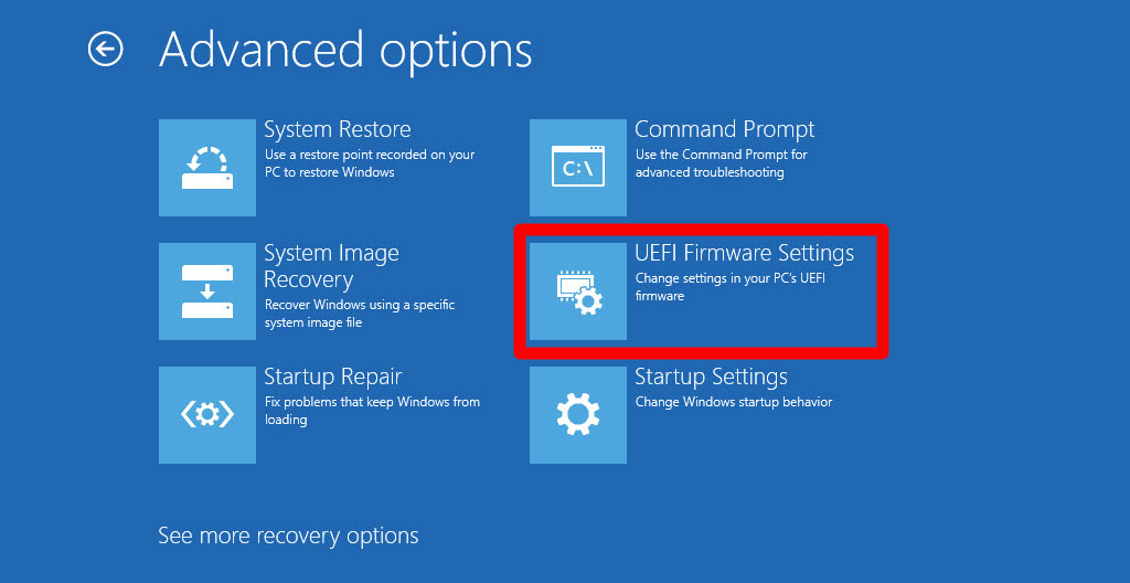 إعدادات البرنامج الثابت لـ UEFI