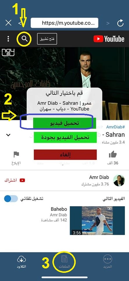 تحميل فيديو من اليوتيوب