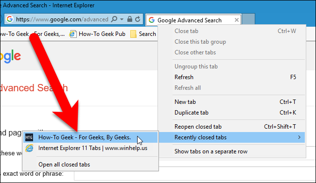 كيفية استعادة علامات التبويب المغلقة مؤخرًا في Chrome و Firefox و Opera و Internet Explorer و Edge 18