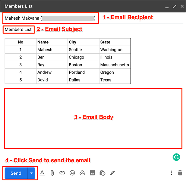 كيفية إضافة جدول إلى بريد إلكتروني في Gmail 9