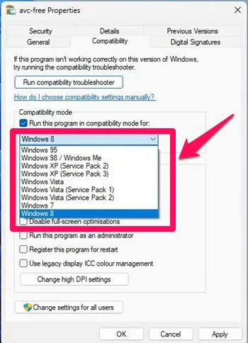 كيفية تشغيل البرامج الأقدم في وضع التوافق في Windows 11 5