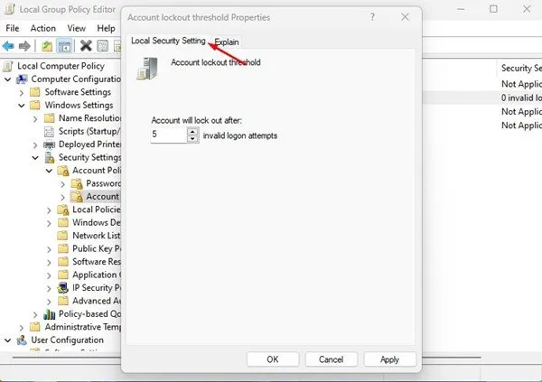 كيفية تغيير حد تأمين الحساب في Windows 11 5