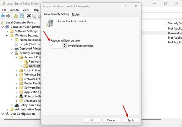 كيفية تغيير حد تأمين الحساب في Windows 11 6