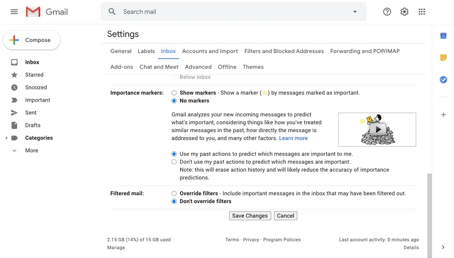 كيفية تغيير تخطيط البريد الوارد في Gmail 9