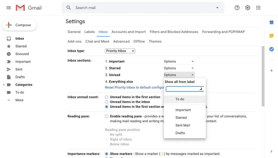 كيفية تغيير تخطيط البريد الوارد في Gmail 12
