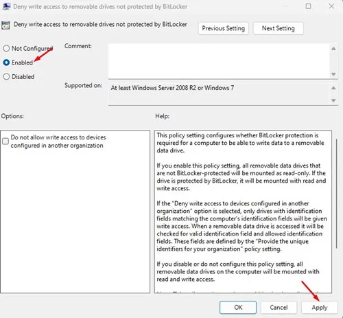 كيفية السماح أو رفض الوصول للكتابة إلى محركات الأقراص القابلة للإزالة في Windows 11 5