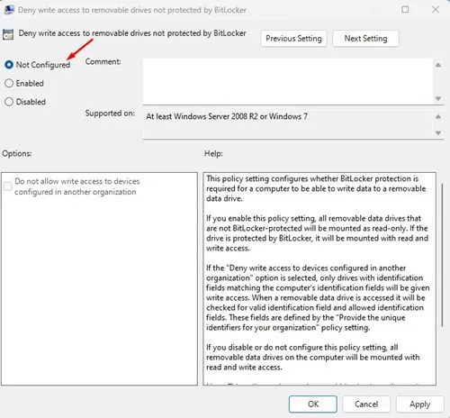 كيفية السماح أو رفض الوصول للكتابة إلى محركات الأقراص القابلة للإزالة في Windows 11 6