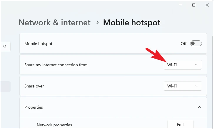 كيفية إنشاء نقطة اتصال Wi-Fi على ويندوز 11 5 كيفية إنشاء نقطة اتصال Wi-Fi على ويندوز 11 5