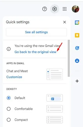 كيفية التبديل مرة أخرى إلى عرض Gmail القديم 3