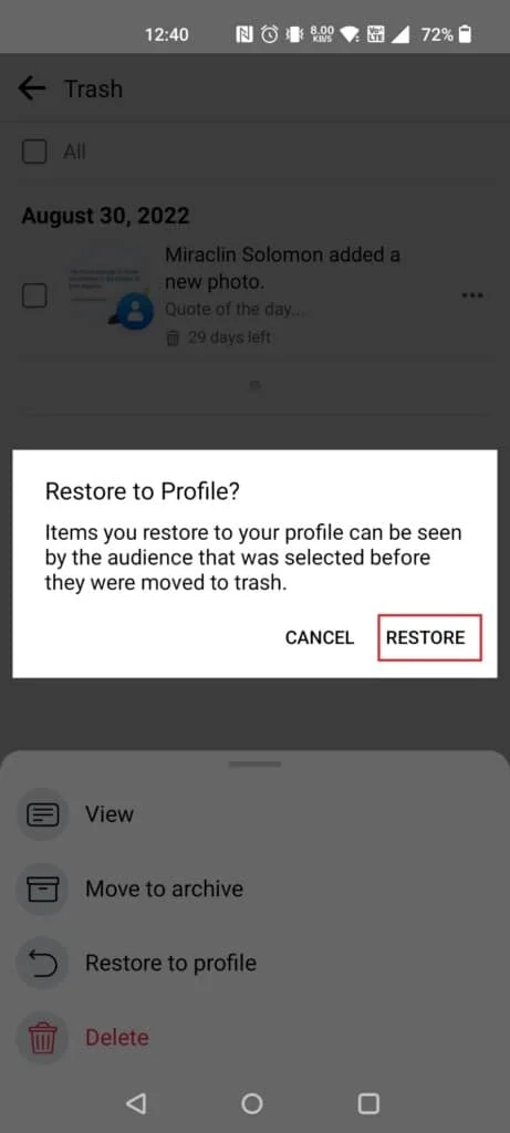 كيفية استرداد منشورات Facebook المحذوفة 7