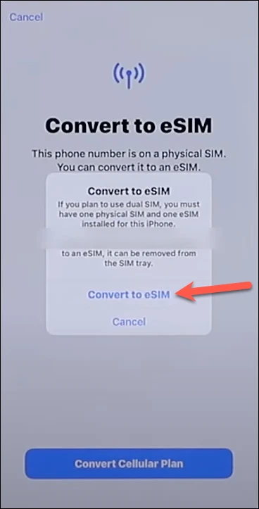 كيفية تحويل بطاقة SIM فعلية إلى eSIM على iPhone 5