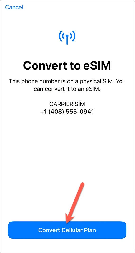 كيفية تحويل بطاقة SIM فعلية إلى eSIM على iPhone 4